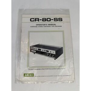 Akai CR-80-SS Surround Stereo Cartridge Tape Recorder Operators Manual CR-80D-SS